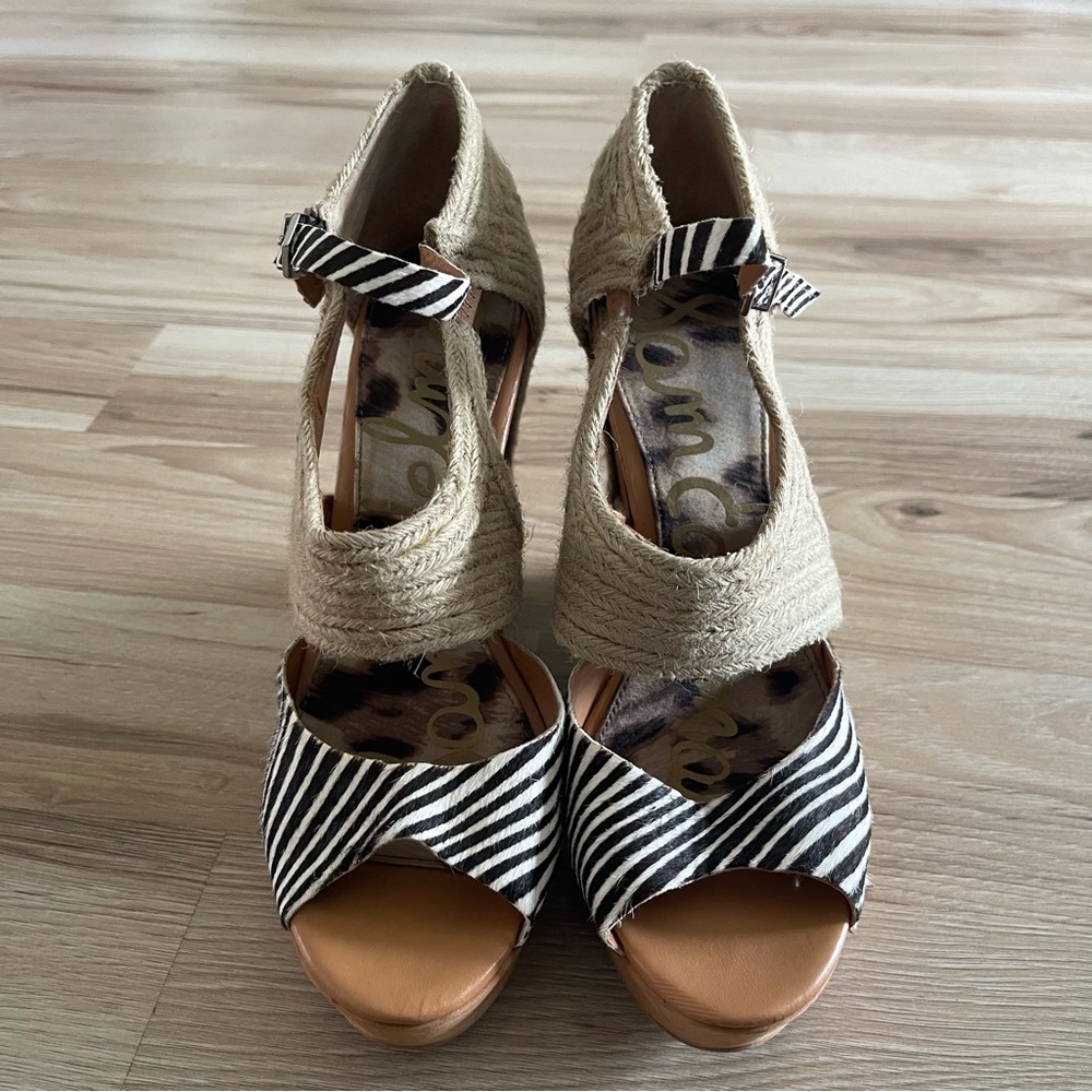 Sam Edelman Black and White Wedge Shoes